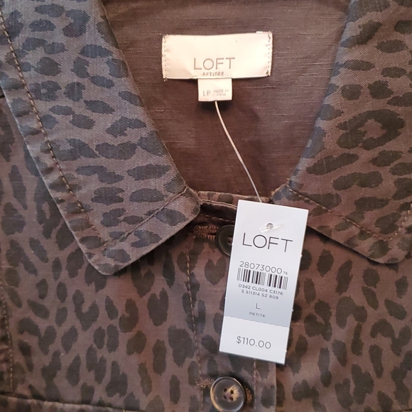 LOFT Large Petite Lightweight Leopard Fall Jacket - Picture 2 of 10